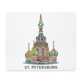 St. Petersburg, Church, Russia, Line Drawing - Mouse Pad (horizontal) - white - Front