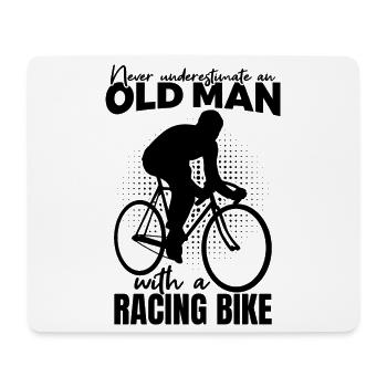 Unterschätze nie alte Rennradfahrer - Mousepad (Querformat) - Weiß - Vorne