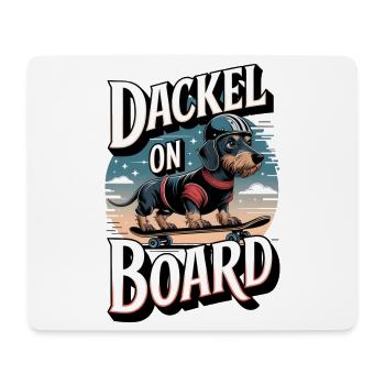 Dachshund on board Wire-haired dachshund on the skateboard - Mouse Pad (horizontal) - white - Front