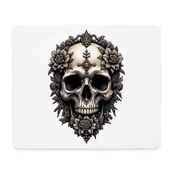Skull skull and flowers gothic vintage rock - Mouse Pad (horizontal) - white - Front