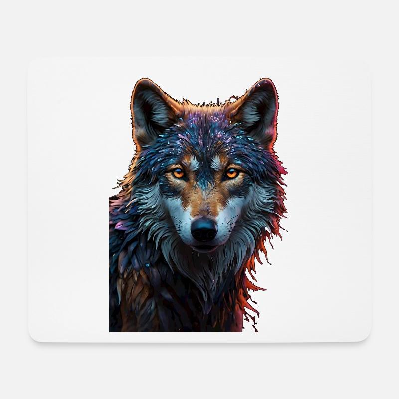 Wolf - Mousepad (Querformat) - Weiß