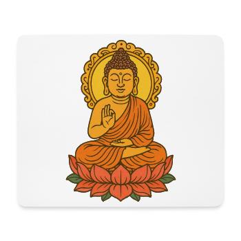 Meditative Buddha on Lotus Design - Mouse Pad (horizontal) - white - Front