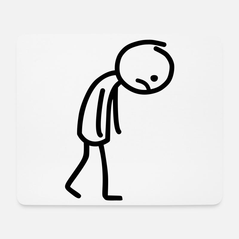 Stick figure sad stickman line drawing - Mouse Pad (horizontal) - white