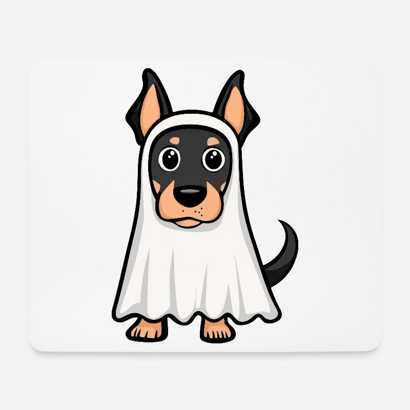 Dobermann Hund Halloween Geist - Mousepad (Querformat) - Weiß