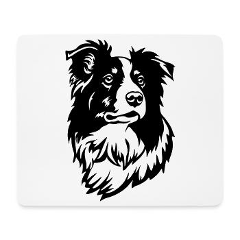 Tête de Border Collie - Tapis de souris (format paysage) - blanc - Devant
