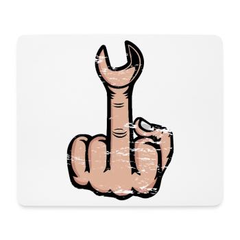 Mittelfinger Stinkefinger Schraubschlüssel  - Mousepad (Querformat) - Weiß - Vorne