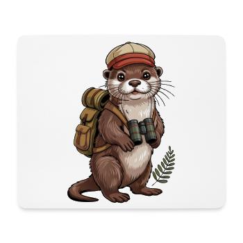 Loutre d’aventure avec jumelles - Tapis de souris (format paysage) - blanc - Devant