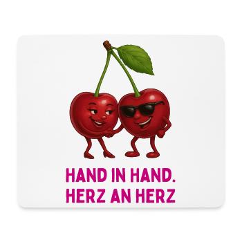 Kirschen im Liebesbund - Mousepad (Querformat) - Weiß - Vorne