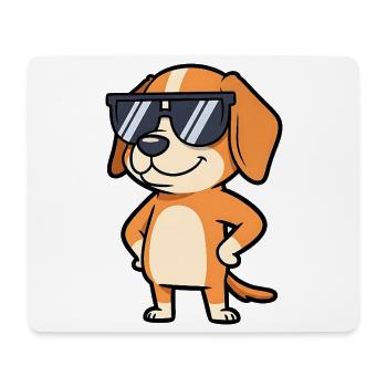 Sonnenbrillen Hund Pose - Mousepad (Querformat) - Weiß - Vorne