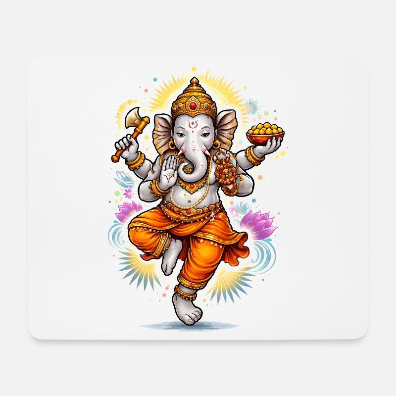 Ganesha – Hindu Gott der Weisheit im Art-Stil  - Mousepad (Querformat) - Weiß