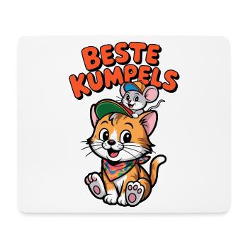 Süße Katze und Maus als beste Freunde - Mousepad (Querformat) - Weiß - Vorne