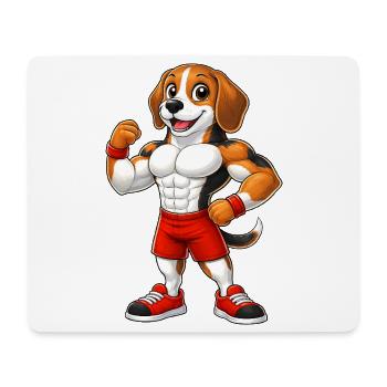 Starker Beagle Hund Bodybuilder Fitness Muskeln - Mousepad (Querformat) - Weiß - Vorne