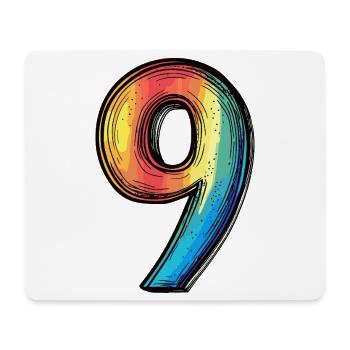 9 Zahl Bunt - Mousepad (Querformat) - Weiß - Vorne