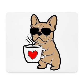 Frenchie Hund Kaffee Comic - Mousepad (Querformat) - Weiß - Vorne