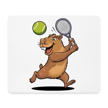  Lustiges Tennisspielendes Capybara Cartoon Für - Mousepad (Querformat) - Weiß - Vorne