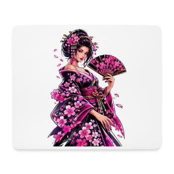 Art du kimono fleur de geisha - Tapis de souris (format paysage) - blanc - Devant