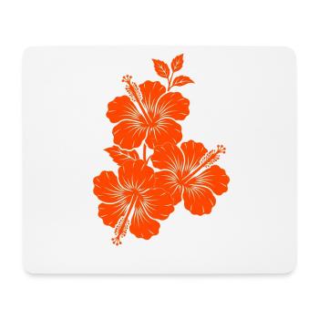 Orange Hibiscus Triple Flower Silhouette - Mouse Pad (horizontal) - white - Front
