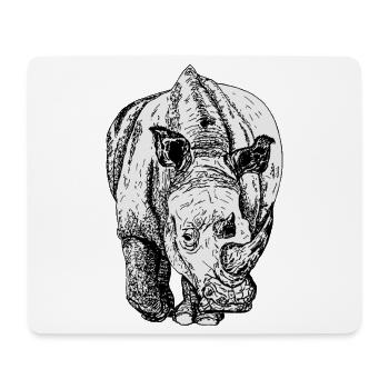 Rhinoceros Line Drawing Black and White - Mouse Pad (horizontal) - white - Front