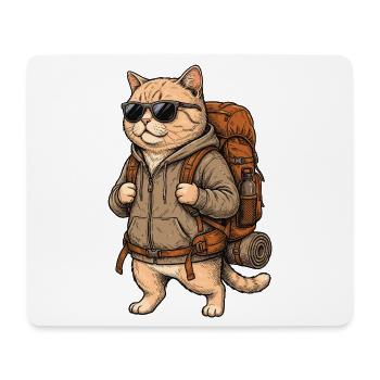 Wanderkatze – Outdoor-Abenteuer - Mousepad (Querformat) - Weiß - Vorne