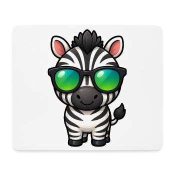 Süßes Zebra Cartoon Kawaii mit Sonnenbrille - Mousepad (Querformat) - Weiß - Vorne