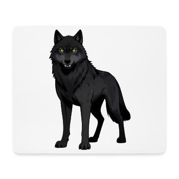 Schwarzer Wolf mit gelben Augen - Mousepad (Querformat) - Weiß - Vorne