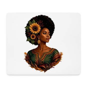 Afro Woman Sunflower Crown - Mouse Pad (horizontal) - white - Front