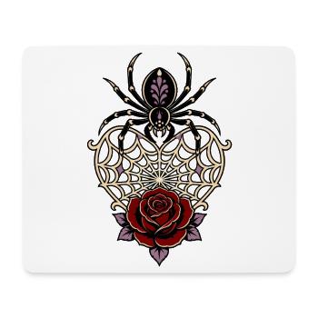 Black Widow Spiderweb Heart Rose - Mouse Pad (horizontal) - white - Front