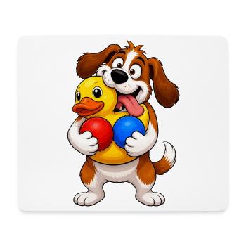 Excited Dog Squeaky Toy Overload - Mouse Pad (horizontal) - white - Front