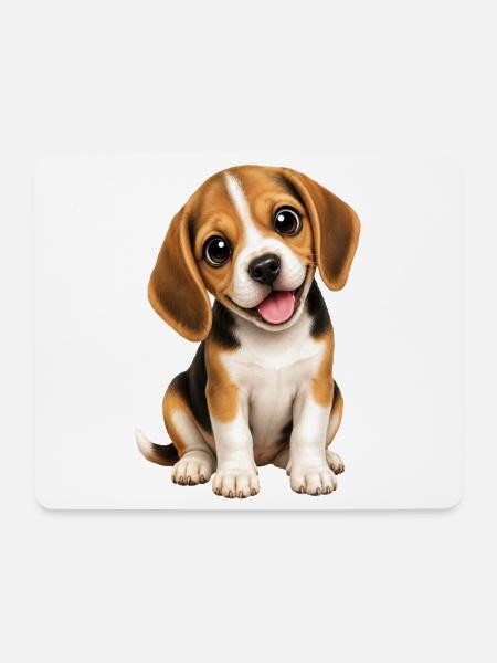 Süßer Beagle Welpe Hund Cartoon - Mousepad (Querformat) - Weiß