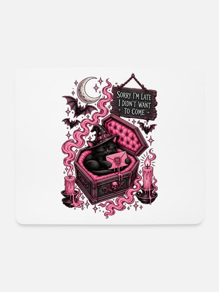 Gothische Katze im pinken Sarg - Mousepad (Querformat) - Weiß