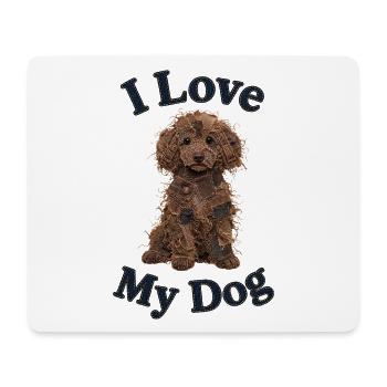Brauner Toypudel im Jeansflicken-Stil - Mousepad (Querformat) - Weiß - Vorne