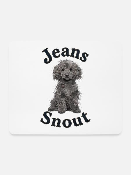 Grauer Toypudel im Jeansflicken-Stil - Mousepad (Querformat) - Weiß