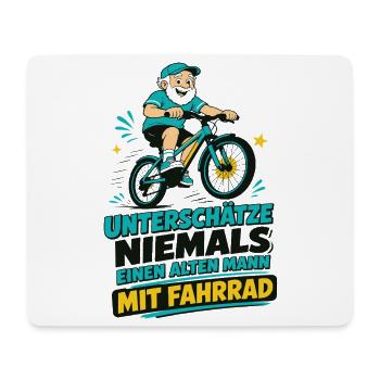 Unterschätze NIEMALS alten Mann mit Fahrrad - Mousepad (Querformat) - Weiß - Vorne