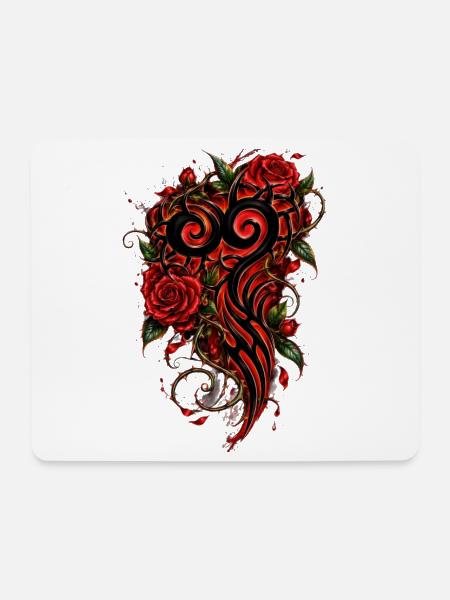 Crimson Heart Stammesrosen - Mousepad (Querformat) - Weiß