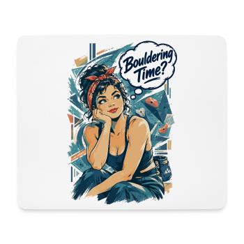 Retro Pin-Up Bouldering Time Klettern Design - Mousepad (Querformat) - Weiß - Vorne
