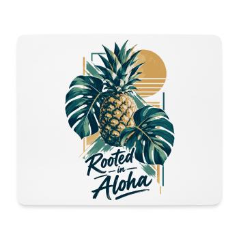 Minimalistische Monstera & Ananas: Aloha Vibe - Mousepad (Querformat) - Weiß - Vorne