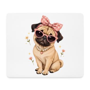 Mops Hund süßer Mops niedlicher Mops - Mousepad (Querformat) - Weiß - Vorne