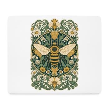 Jugendstil-Honigbiene im Blumenrahmen - Mousepad (Querformat) - Weiß - Vorne
