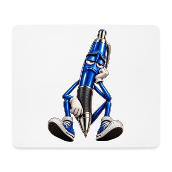 Blauer Stift Müde Cartoonfigur - Mousepad (Querformat) - Weiß - Vorne