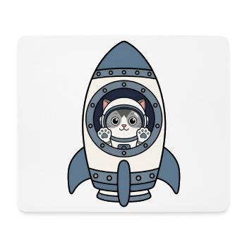 Katze Astronaut Rakete Weltraum Katze Vektor Shirt - Mousepad (Querformat) - Weiß - Vorne