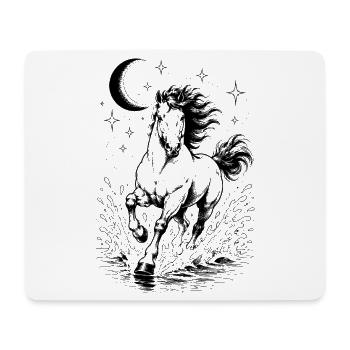 Himmlische Pferde-Halbmond-Tuschzeichnung - Mousepad (Querformat) - Weiß - Vorne