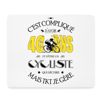 Cycliste 40 ans - Cadeau 40e Anniversaire - Tapis de souris (format paysage) - blanc - Devant