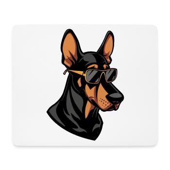 Doberman chien bande dessinée cool - Tapis de souris (format paysage) - blanc - Devant