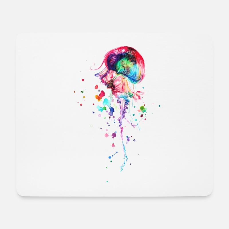Bunte Qualle Aquarell - Mousepad (Querformat) - Weiß