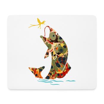 poisson avec libellule e 41 - Tapis de souris (format paysage) - blanc - Devant
