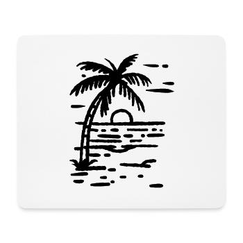Beach palm tree at sunset - Mouse Pad (horizontal) - white - Front