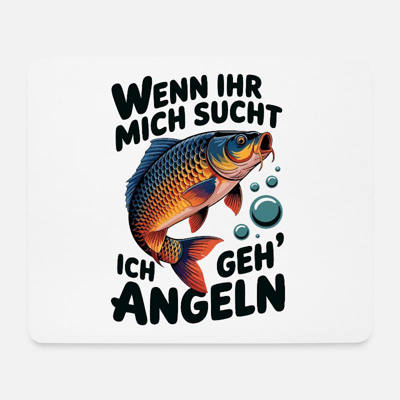 Ich gehe angeln fischen - springender Karpfen - Mousepad (Querformat) - Weiß