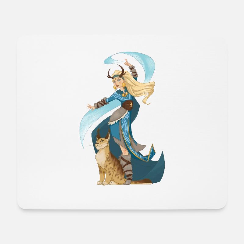 Zauberin Hexe Norden Vikings Magie mit Tier - Mousepad (Querformat) - Weiß
