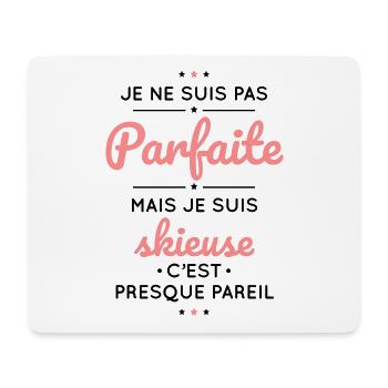 Je ne suis pas parfaite mais je suis skieuse - Tapis de souris (format paysage) - blanc - Devant