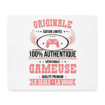 Authentique et véritable gameuse - Originale - Tapis de souris (format paysage) - blanc - Devant